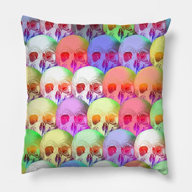 Pastel Skulls Repeat Pillow by TheGrinningSkull