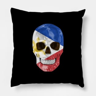 Philippines Flag Skull - Gift for Filipino With Roots From Philippines Pillow