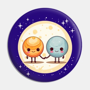 Sun and Moon Holding Hands Pin