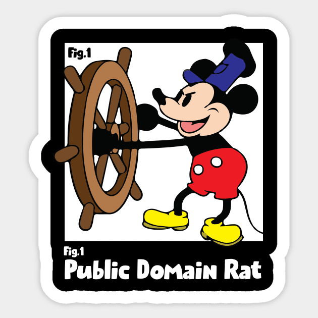 Steamboat Willie Public Domain - Mickey Mouse - Sticker | TeePublic