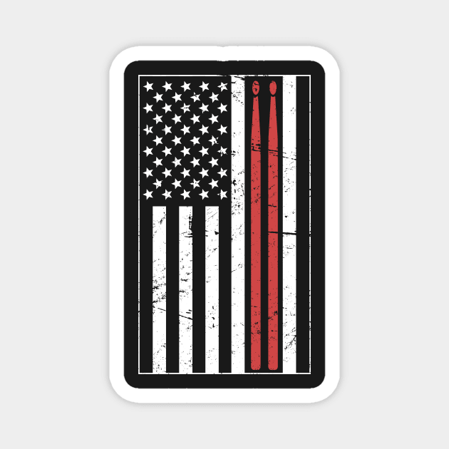 American Flag & Drumsticks – Design for Drummers Magnet by MeatMan