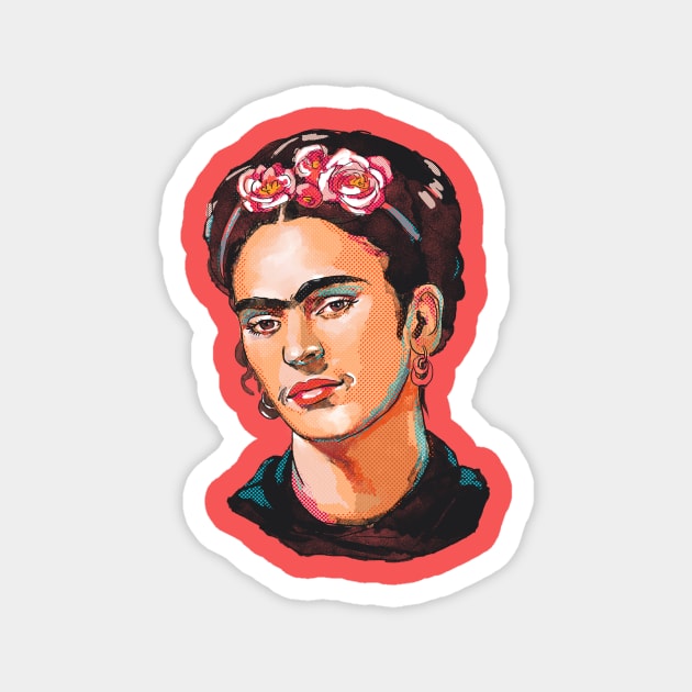 Frida Kahlo - artist and icon Magnet by pastanaut