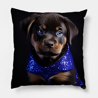 Rottweiler Puppy Portrait Pillow