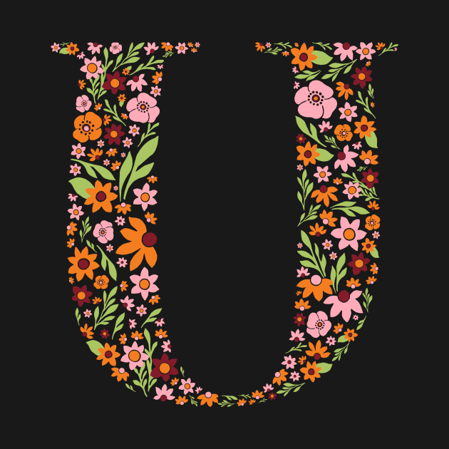 Retro Floral Letter U by zeljkica