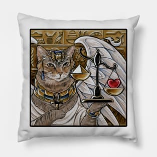 Egyptian Cat With Scale - Black Outlined Design Pillow