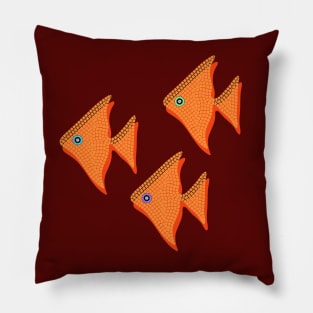 Orange mosaic angelfish fish Pillow