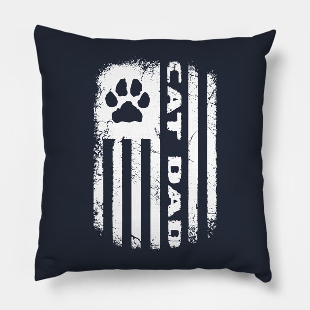 Cat Dad Distressed Flag Pillow by BoneheadGraphix