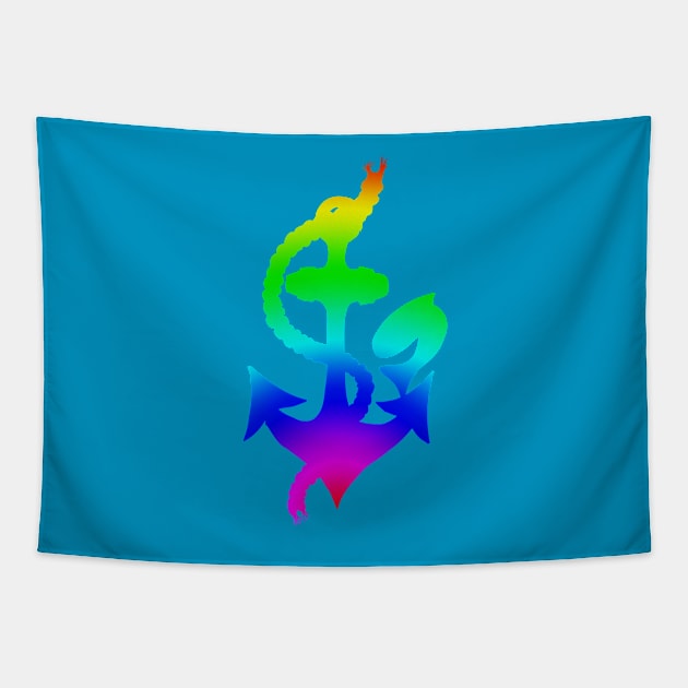 Rainbow Sailing Anchor Tapestry by letnothingstopyou