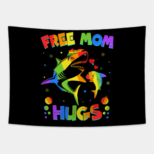 Free Mom Hugs Shark LGBT Pride Tapestry