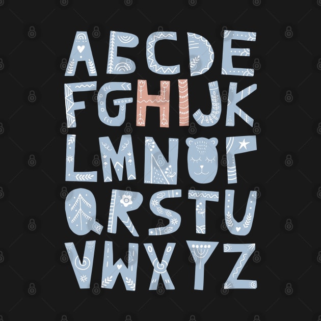 Alphabet says "Hi" (blue and orange) by Ofeefee