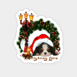 Christmas time cute puppy with bird Magnet