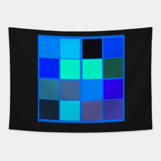 blue square abstract geometrical pattern Tapestry