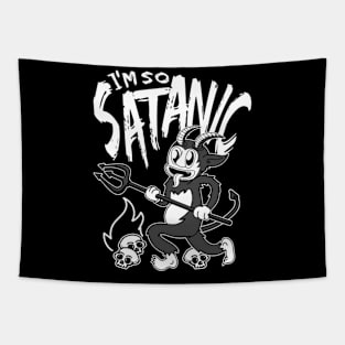 Evil Devil I'M So Satanic Lucifer Baphomet Horns Hell Skulls Tapestry