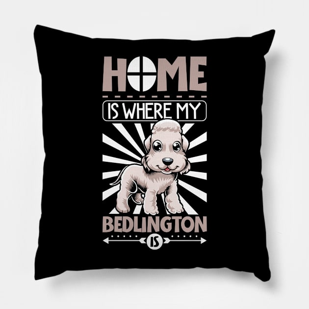 Home is with my Bedlington Terrier Pillow by Modern Medieval Design