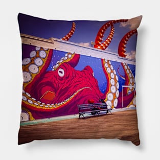 Graffiti Octopus Luna Park Coney Island Brooklyn NYC Pillow