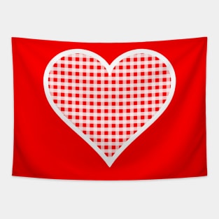 Red and White Gingham Heart Tapestry