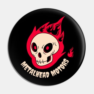 Metal Head Motors - Red Flame Skull Pin