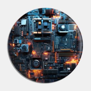 Cyber Circuit Cityscape Pin