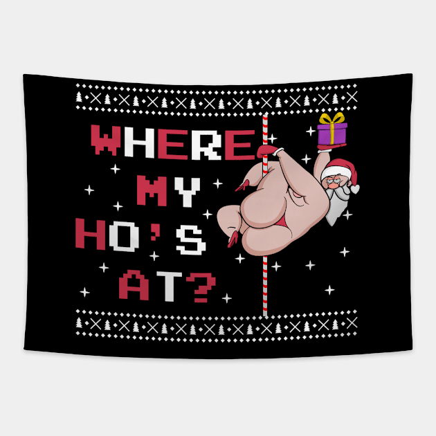 Xmas Ugly Santa Christmas Santa Claus HoHoHo Tapestry by Monstershirts