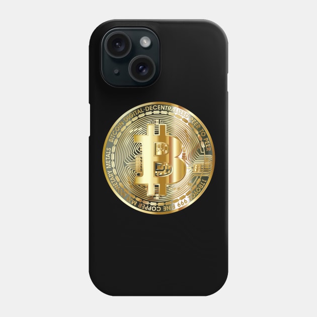 Golden Bitcoin Coin T-Shirt Bitcoin Investor Logo Crypto Fan Phone Case by TheCreekman