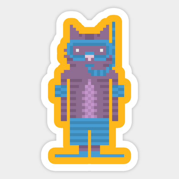 Snorkel Swimmer Cat Pixel Art - Snorkeling - Sticker