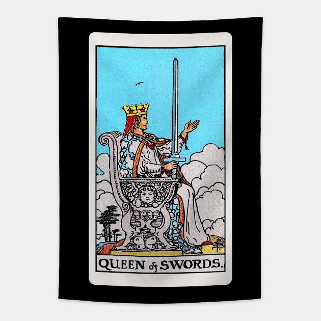 Card #62 - Queen Of Swords - Rider Waite Smith Tarot Tapestry by RetroFitted