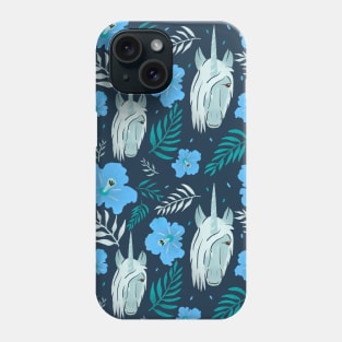 Blue Unicorn Hibiscus Tropical Pattern Phone Case