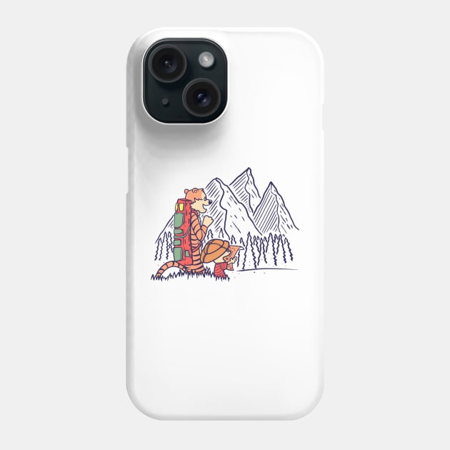 Calvin and Hobbes Climb The Mountain Phone Case by soggyfroggie