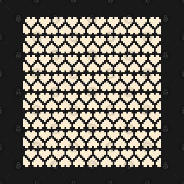 Seamless Pattern of White Pixel Hearts by gkillerb