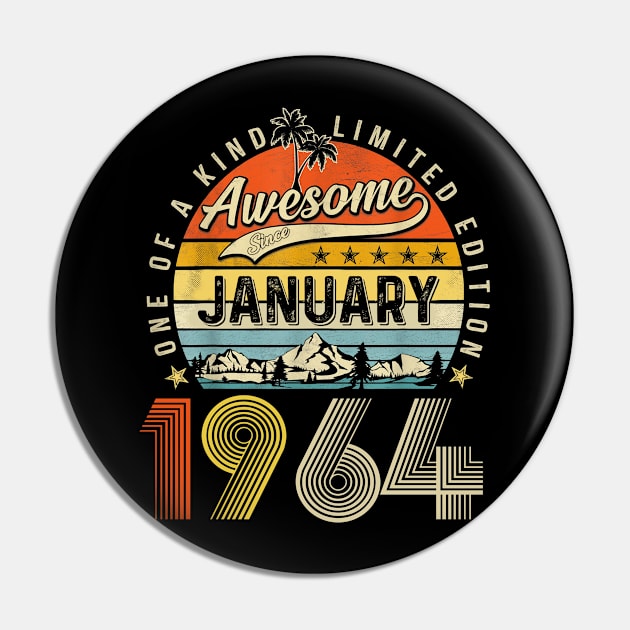 Awesome Since January 1964 Vintage 59th Birthday Pin by Mhoon 