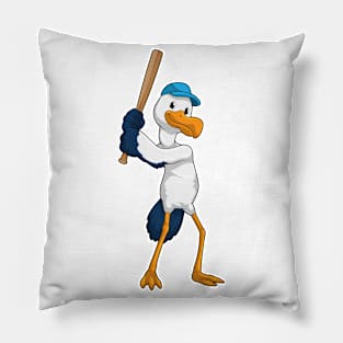 Stork at Baseball with Baseball bat Pillow