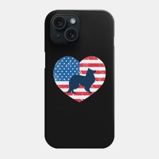 American Flag Heart Love Sheltie Usa Patriotic 4Th Of July Phone Case