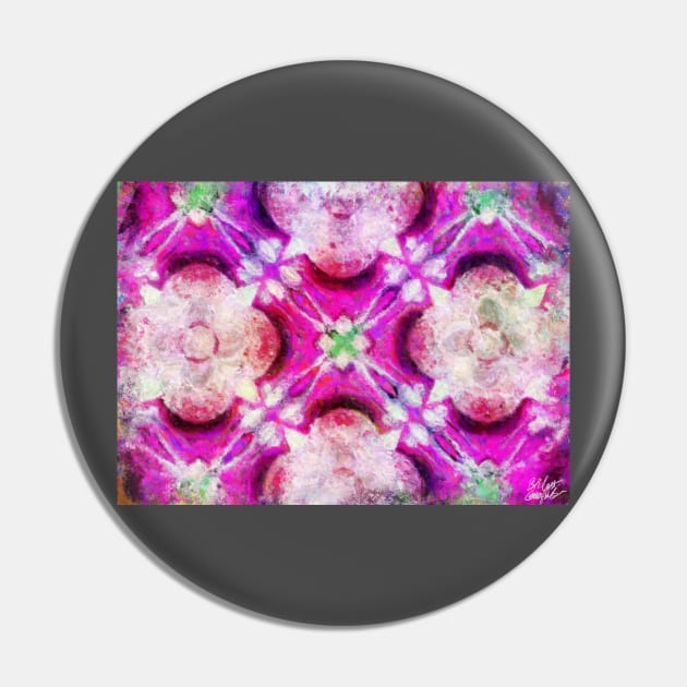 Tea cups and Teaspoons Kaleidoscope Abstract Impressionist Painting Pin by BonBonBunny