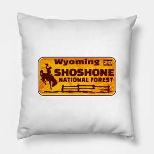Shoshone National Forest License Plate Wyoming Rusted Pillow