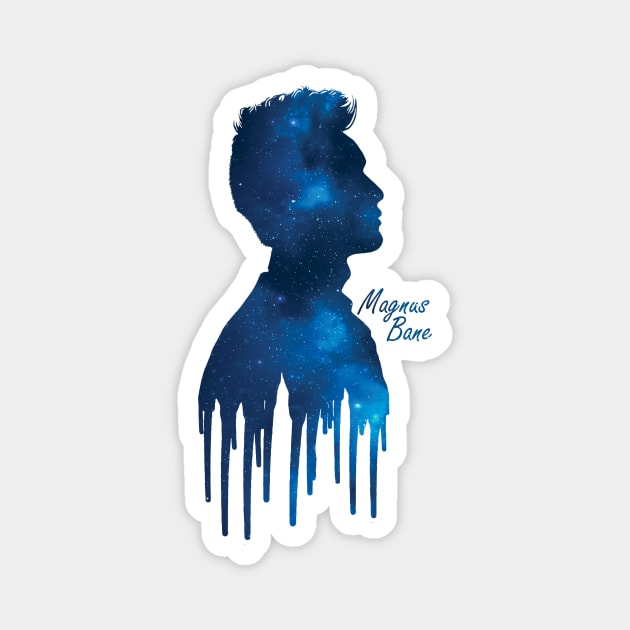 Shadowhunters / The Mortal Instruments- Magnus Bane / Harry Shum Jr dripping silhouette (blue galaxy) - Warlock - Malec - Clary, Alec, Jace, Izzy Magnet by Vane22april