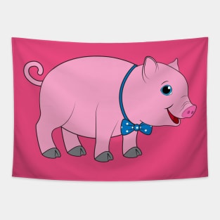 Cute Cartoon Pig in a Bow Tie Tapestry