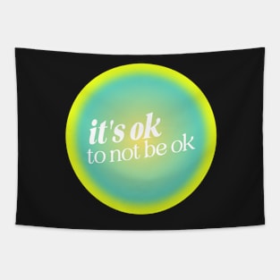 Mental Health Positive Quote Green Yellow Aura Tapestry