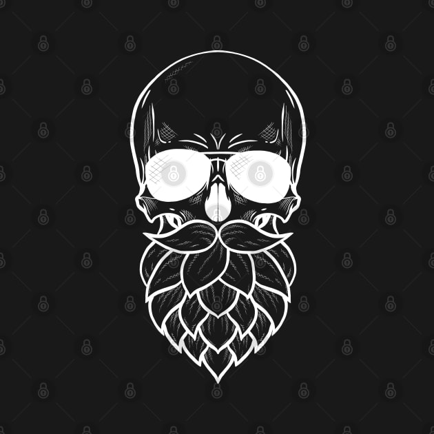 Hop Bearded Skull White by LenasScribbles