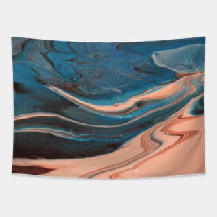 Blue and Pink Fluid Paint Abstract Tapestry