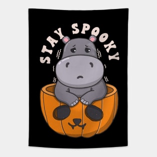 Cute Hippo Stay Spooky Tapestry