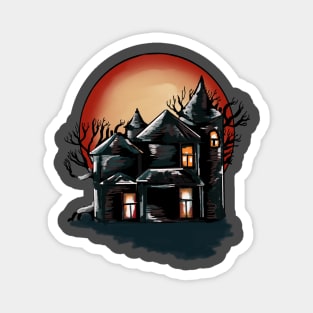 Creepy old haunted house Haloween decoration Magnet