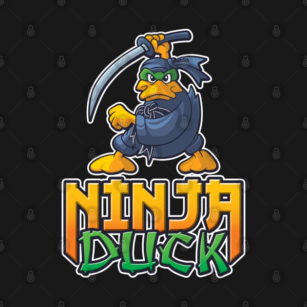 Ninja Duck, original cartoon style duck dressed as a ninja by RobiMerch