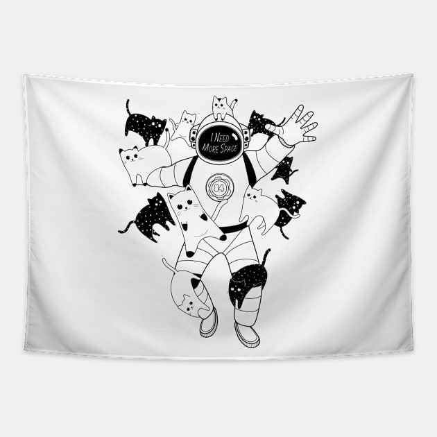 I Need More Space Cats Astronaut Tapestry by original84collective