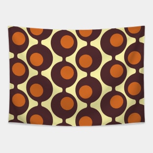 Mid Century Brown Orange Circles Tapestry