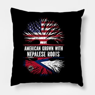 American Grown with Nepalese Roots USA Flag Pillow