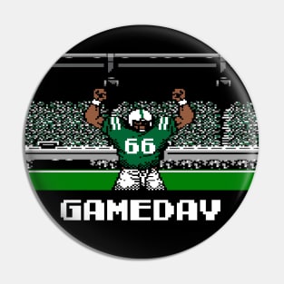 Green and White Football Gameday Retro 8 Bit Linebacker Pin