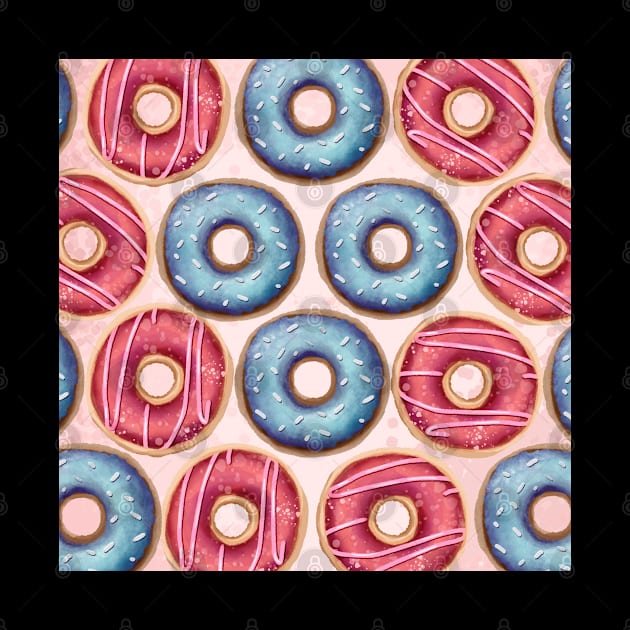 Donuts. Donuts pattern. color drawing of donuts. cartoon style by Var Space