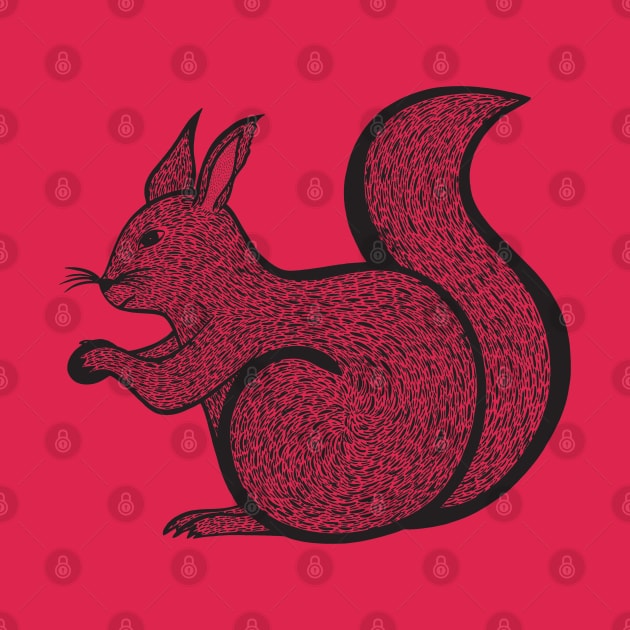 Red Squirrel - hand drawn forest animal design by Green Paladin