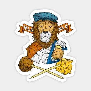 Dutch lion with beer and cheese. Magnet