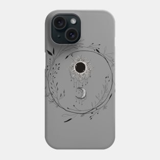 Sun and Moon Gothic Floral Design Phone Case